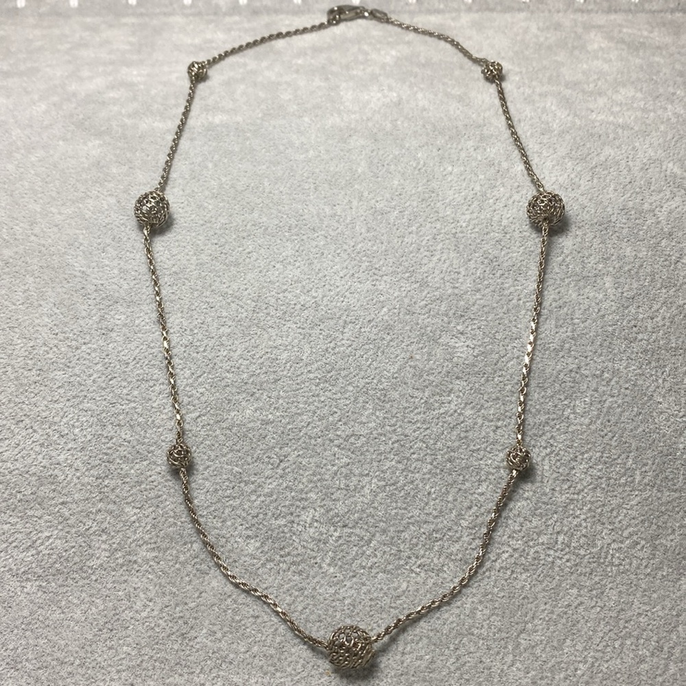 Sterling Silver Italian Woven Ball Chain Necklace 17” 925